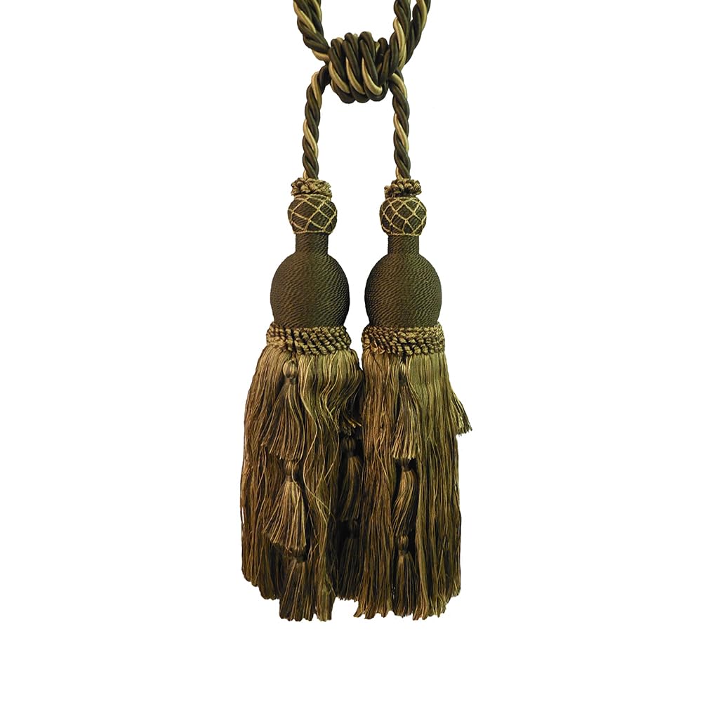 2 Packs Luxury Black & Gold Double Tassel Curtain Tieback, 28 in – Handcrafted Decorative Rope Holdback for Drapes and Home Interior Styling E2503_B