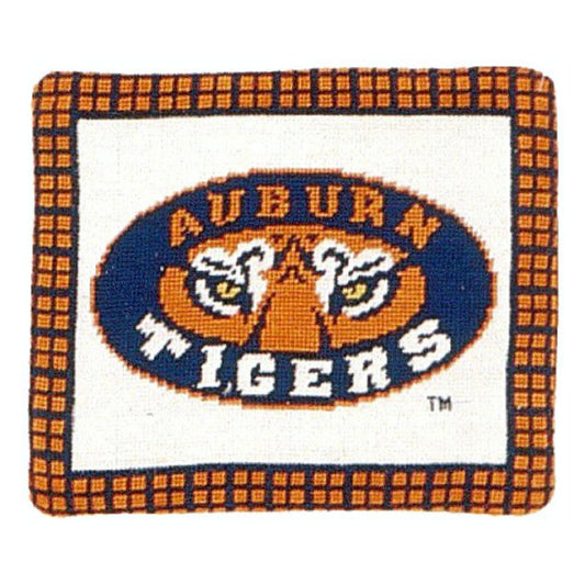 Handmade Wool Needlepoint Pillow Cover - Decorative Throw Cushion Cover - Vintage Floral Embroidery Design Auburn University of AL, Auburn Tiger