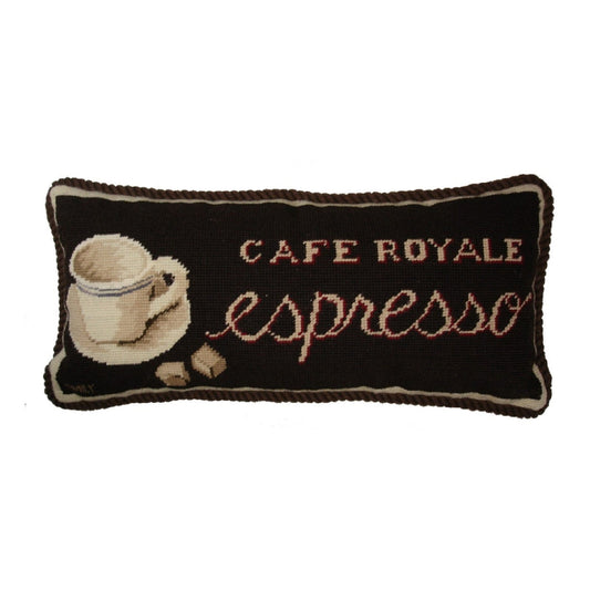 Handmade Wool Needlepoint Pillow Cover - Decorative Throw Cushion Cover - Vintage Floral Embroidery Design Emily Adams DesignSavoy Cafe with cording