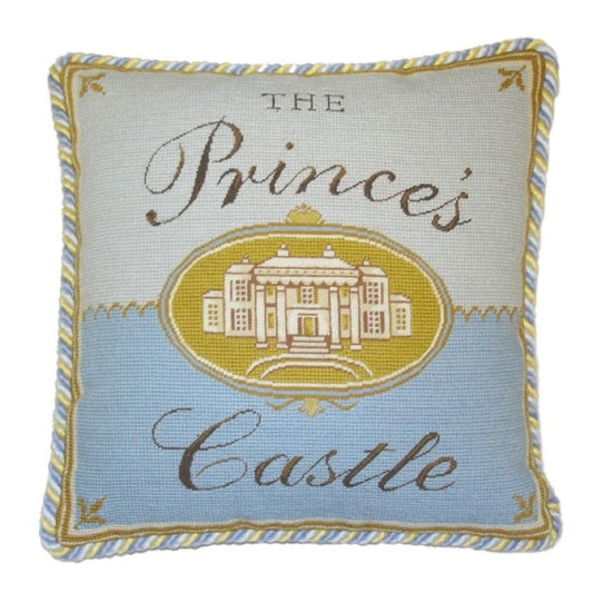 Handmade Wool Needlepoint Pillow Cover - Decorative Throw Cushion Cover - Vintage Floral Embroidery Design priceses castla with 2 color cording