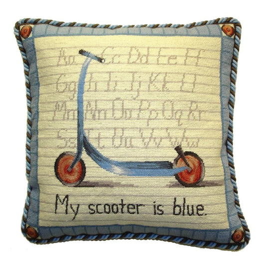 Handmade Wool Needlepoint Pillow Cover - Decorative Throw Cushion Cover - Vintage Floral Embroidery Design Scooter Lauren Hamilton Design