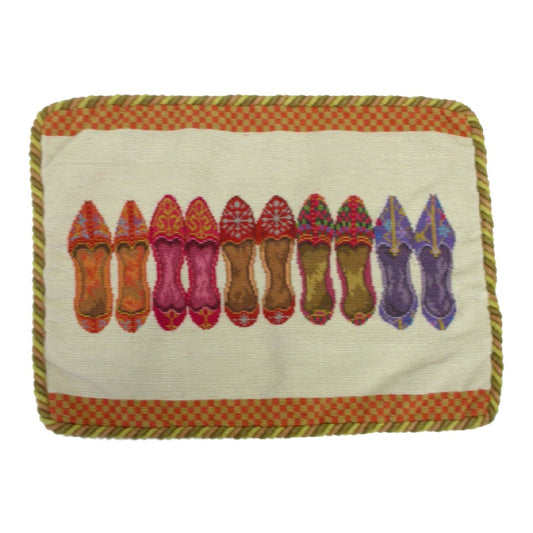 Handmade Wool Needlepoint Pillow Cover - Decorative Throw Cushion Cover - Vintage Floral Embroidery Design 5 pairs shoes with cording