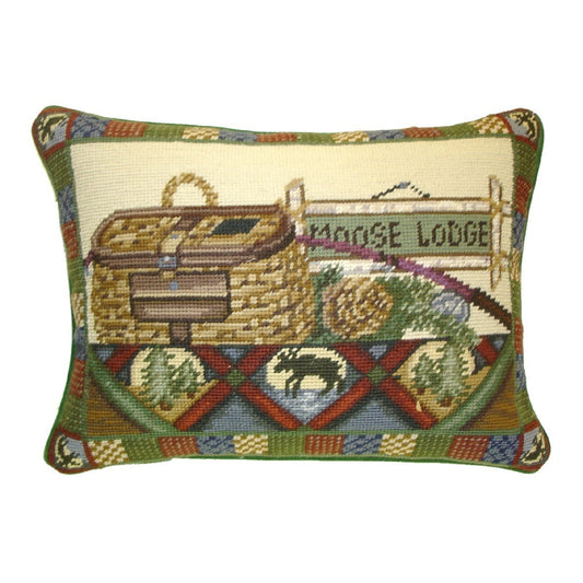 Handmade Wool Needlepoint Pillow Cover - Decorative Throw Cushion Cover - Vintage Floral Embroidery Design Laurie Kosgaden designMoose Lodge