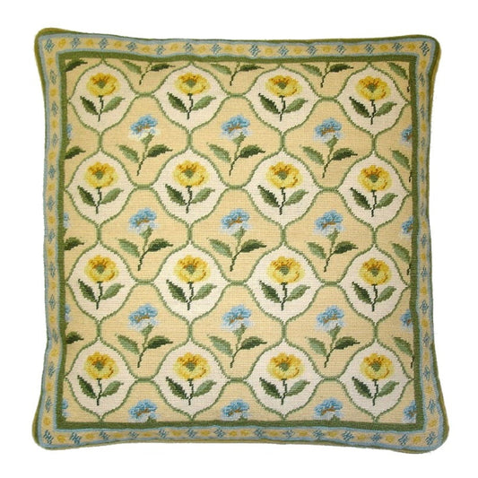 Handmade Wool Needlepoint Pillow Cover - Decorative Throw Cushion Cover - Vintage Floral Embroidery Design IIVV
