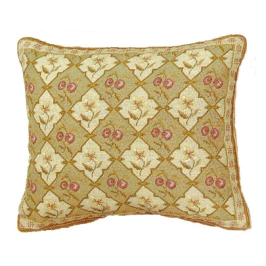 Handmade Wool Needlepoint Pillow Cover - Decorative Throw Cushion Cover - Vintage Floral Embroidery Design All cherry