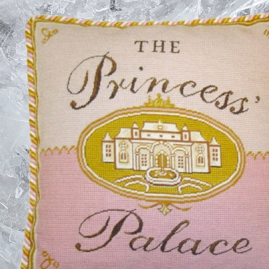 Handmade Wool Needlepoint Pillow Cover - Decorative Throw Cushion Cover - Vintage Floral Embroidery Design pricess castla with 2 color cording