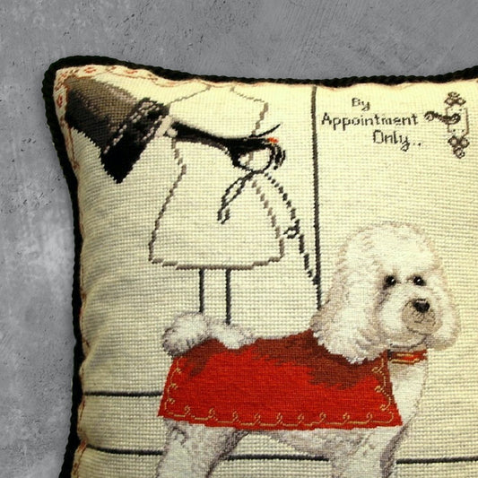 Handmade Wool Needlepoint Pillow Cover - Decorative Throw Cushion Cover - Vintage Floral Embroidery Design with cording a