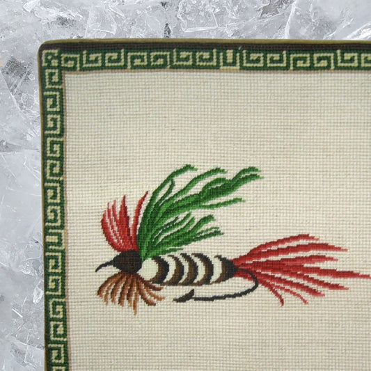 Handmade Wool Needlepoint Pillow Cover - Decorative Throw Cushion Cover - Vintage Floral Embroidery Design Fienst red-green fish-hook