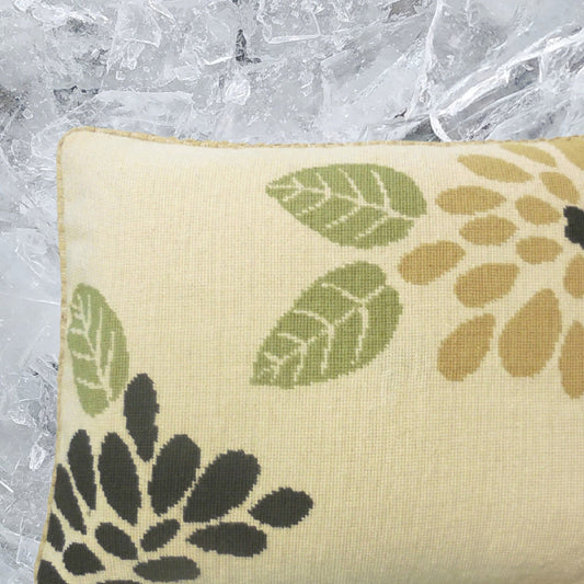 Handmade Wool Needlepoint Pillow Cover - Decorative Throw Cushion Cover - Vintage Floral Embroidery Design abstract flower checker cording