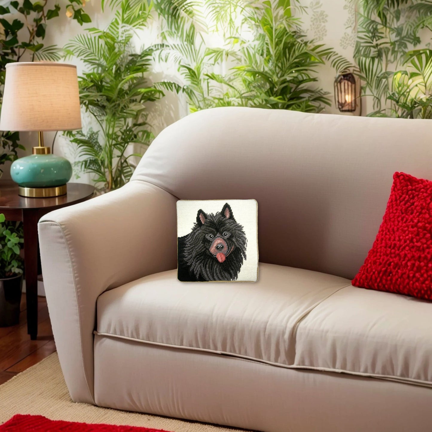 Handmade Wool Needlepoint Pillow Cover - Decorative Throw Cushion Cover - Vintage Floral Embroidery Design Keeshoud