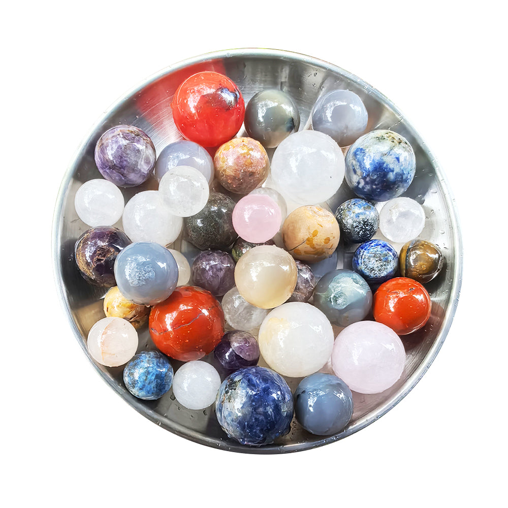 Mixed Crystal Mini Spheres: Healing Gemstone Balls for Grids, Decor, Gifts