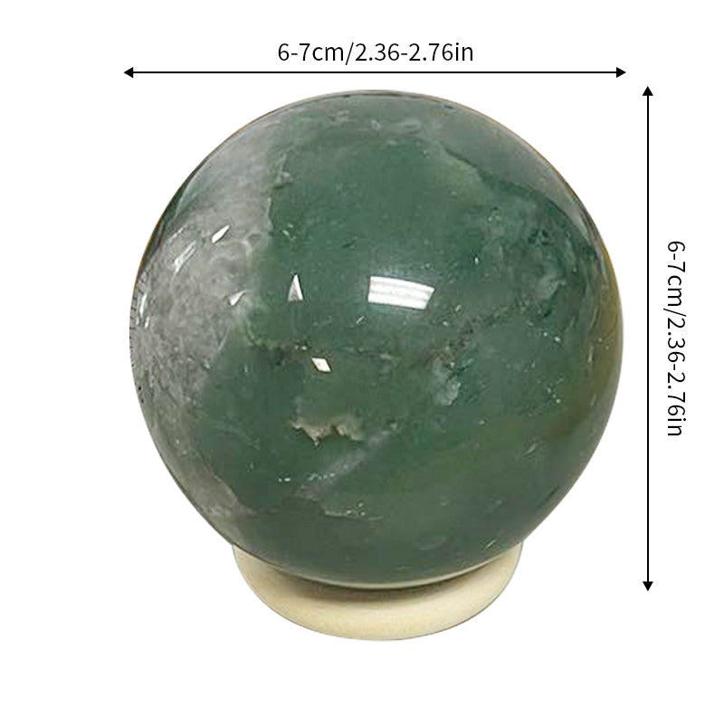 Green Aventurine Sphere 3” with Wooden Stand & Info Card – Heart Chakra Crystal, Luck Stone, Meditation Ball, Gift for Her/Him
