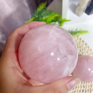 3-Inch Rose Quartz Crystal Ball β Natural Pink Quartz Sphere for Love & Healing, Feng Shui Decor, Meditation Altar Crystal