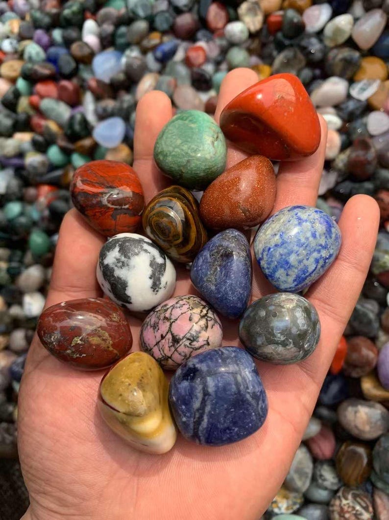 Natural Tumbled Crystals Bulk - Assorted Healing Stones, 2-3cm Size for Chakra Balancing, Meditation, Energy Work, and Crafting