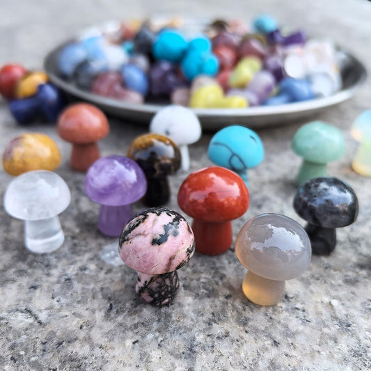 20 Pcs Mini Crystal Mushrooms - Healing Crystals for Mushroom Decor, Mushroom Figurines, Small Crystals, Mini Crystals, Mushroom Gifts
