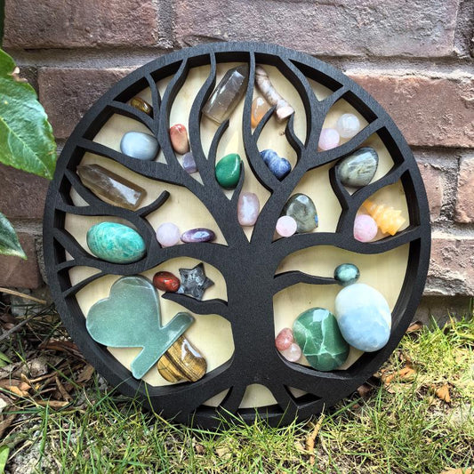 Tree of Life Crystal Shelf - Wooden Crystal Display Shelf for Healing Crystals, Spiritual Decor, Boho Decor, Witchy Room Decor