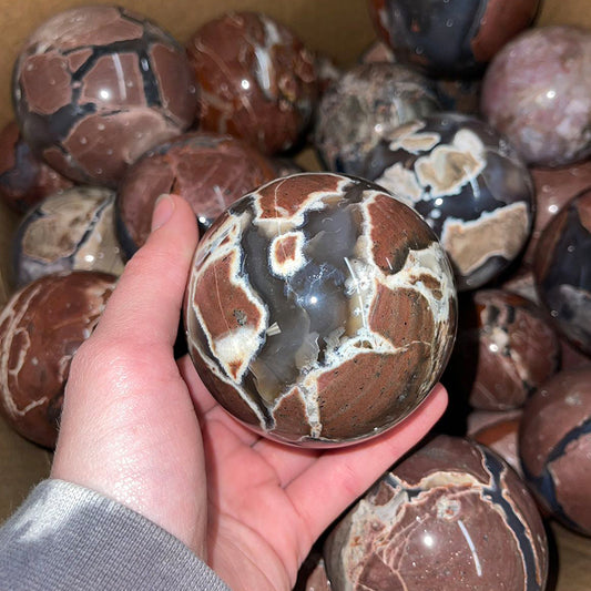 Polished Volcanic Agate Sphere – 3” Natural Grounding Crystal