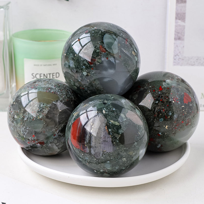 3-Inch African Bloodstone Crystal Ball – Natural Healing Sphere for Strength, Vitality, Protection, Meditation, and Energy Work