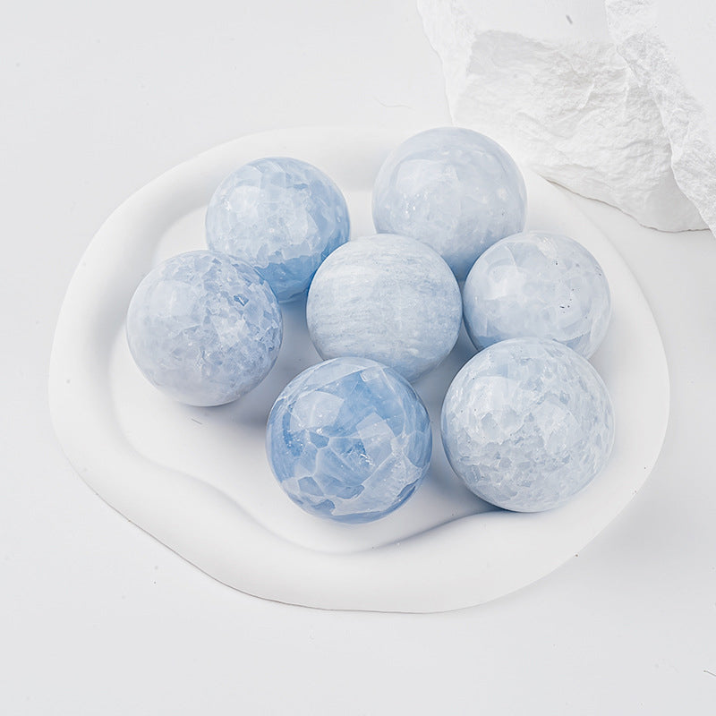 3” Polished Blue Celestite Crystal Sphere – Natural Celestine Ball for Peaceful Energy, Meditation & Home Déc