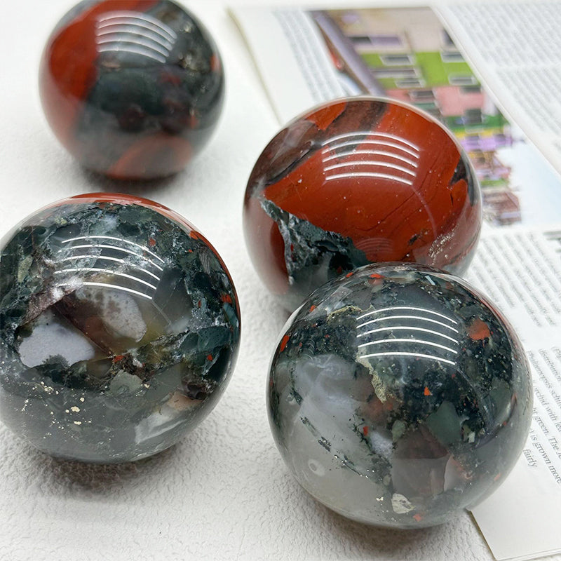 3-Inch African Bloodstone Crystal Ball – Natural Healing Sphere for Strength, Vitality, Protection, Meditation, and Energy Work