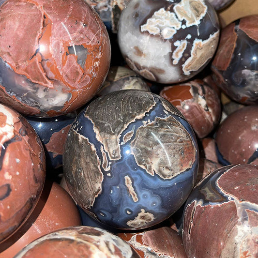 Polished Volcanic Agate Sphere – 3” Natural Grounding Crystal