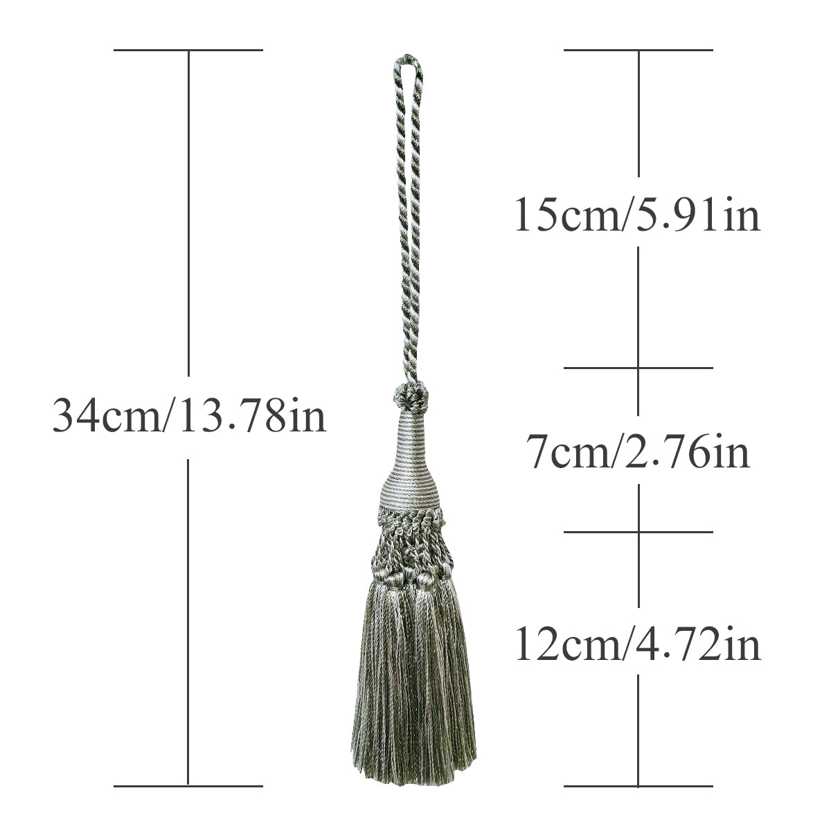 1 Pack Decorative Tassel with Hanging Loop, 14 in Total Length – Elegant Curtain Tieback, Door Handle Ornament, and Home Décor Accent E96147