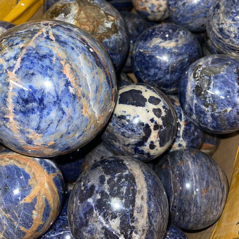 3” Sodalite Crystal Sphere – Polished Natural Healing Stone Ball for Meditation, Chakra Balancing, Reiki, and Home Décor