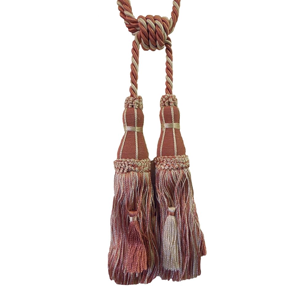 2 Pack Luxury Double Tassel Curtain Tieback, 27 in Total Length – Handcrafted Decorative Rope Holdback for Drapes, Curtains, and Home Décor E97187