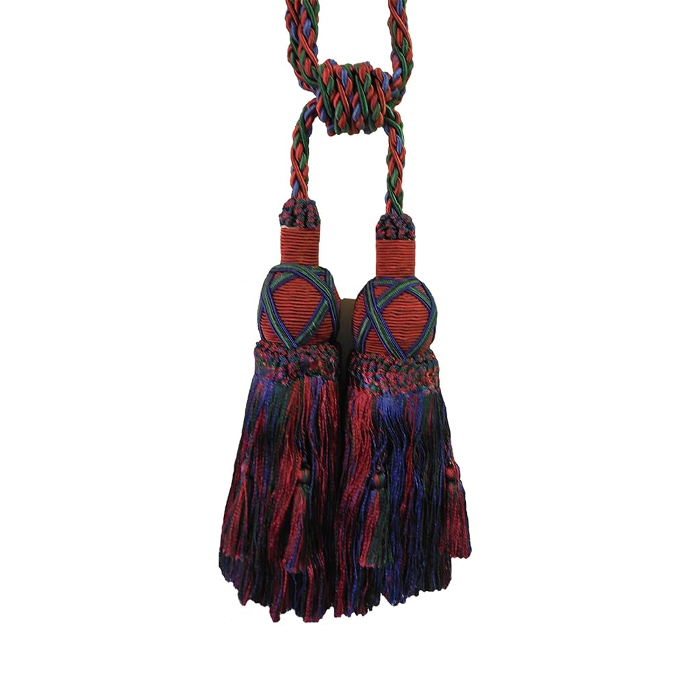 2 Pack Luxury Double Tassel Curtain Tieback, 26 in Total Length – Handcrafted Decorative Rope Holdback for Drapes & Home Interior Styling E1808