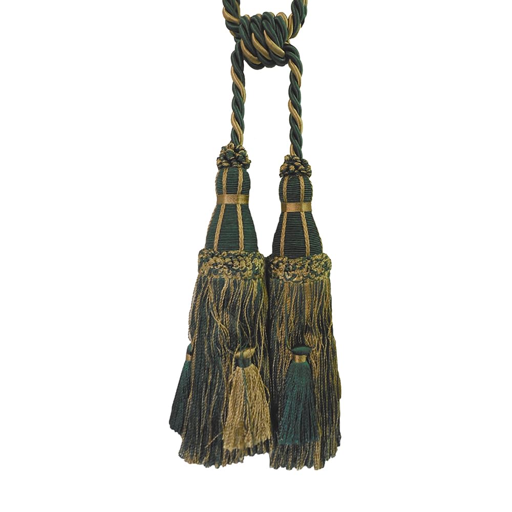 2 Pack Luxury Double Tassel Curtain Tieback, 27 in Total Length – Handcrafted Decorative Rope Holdback for Drapes, Curtains, and Home Décor E97187