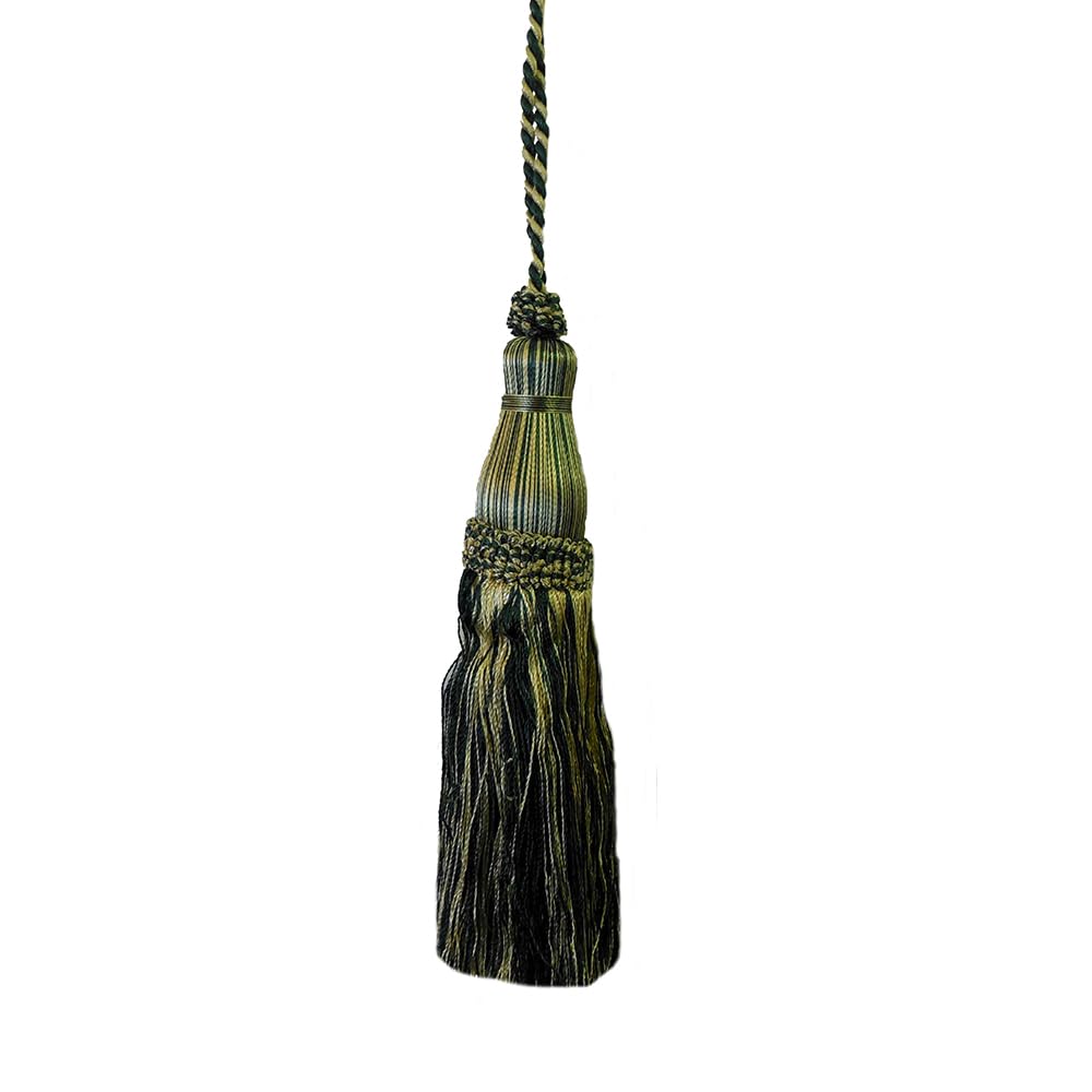 1 Pack Green & Gold Decorative Tassel, 15 in – Single Hanging Tassel for Curtains, Door Handles, Wall Décor & European-Style Home Decoration E9670_C