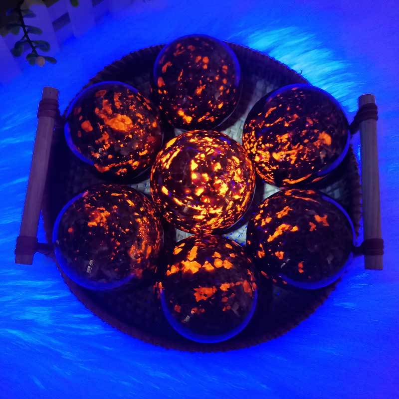 3” Yooperlite Sphere – Glowing Fluorescent Crystal Ball for Healing, Meditation, Home Décor – UV Reactive Fire Stone