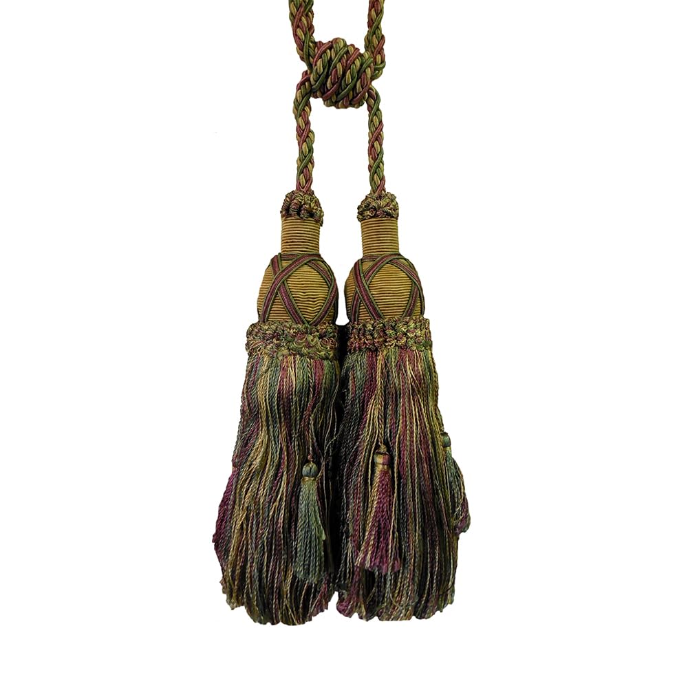 2 Pack Luxury Double Tassel Curtain Tieback, 26 in Total Length – Handcrafted Decorative Rope Holdback for Drapes & Home Interior Styling E1808