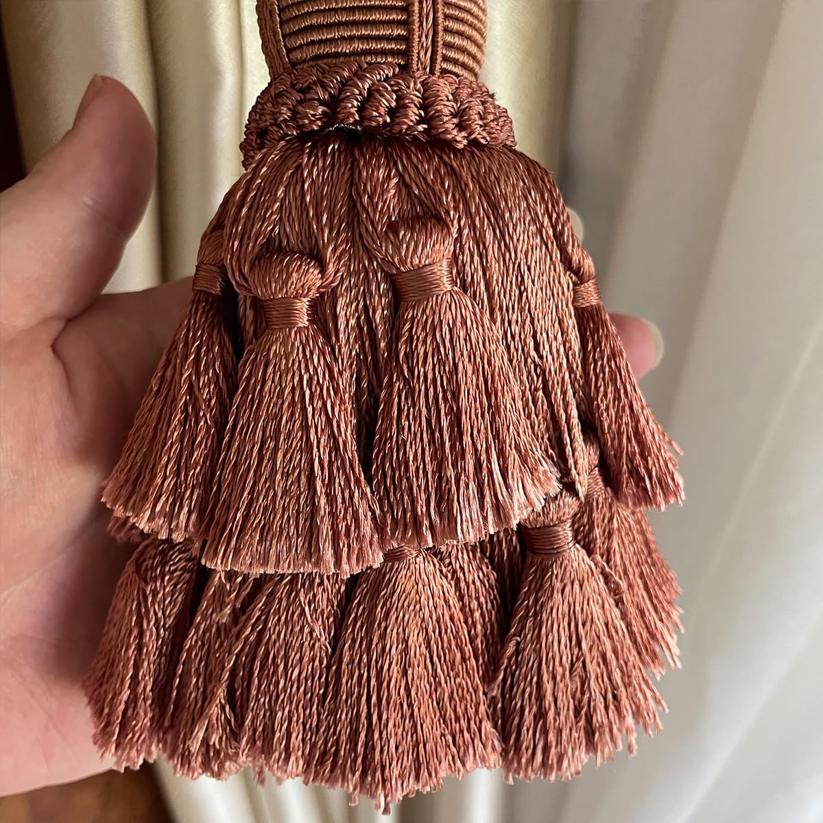 2 Pack Luxury Long Single Tassel Curtain Tieback, 36 in Total Length – Elegant Decorative Rope Holdback for Drapes and Home Décor E96295_A