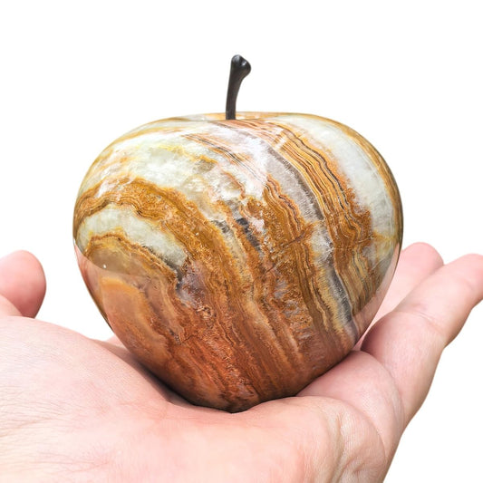 3-Inch Afghan Jade Apple Carving – Handcrafted Natural Stone Sculpture for Home Décor, Desk Display, and Gift Collection