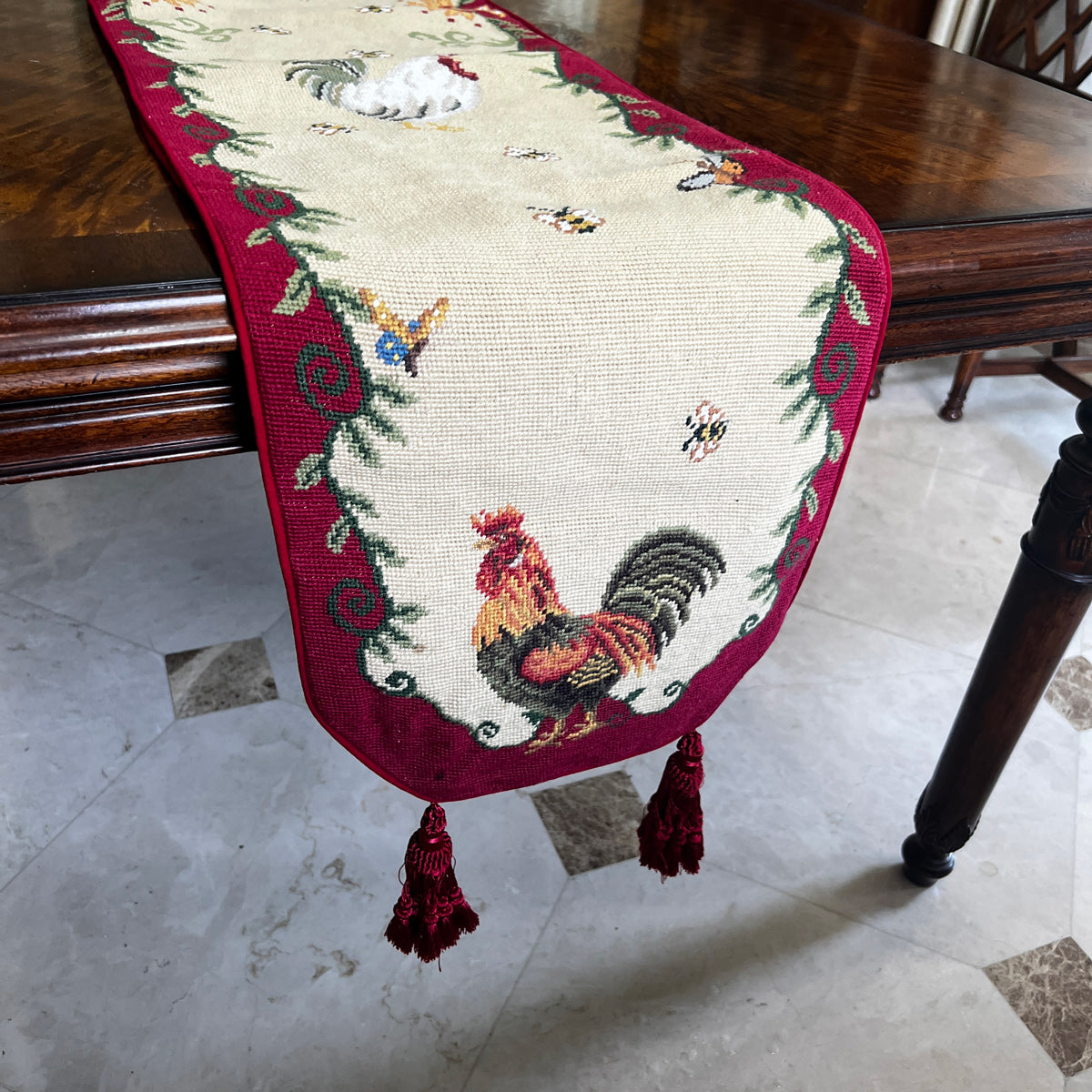 Handmade Embroidered Table Runner – Elegant Table Decor with Delicate Stitching for Dining Tables, Weddings, and Home Decor