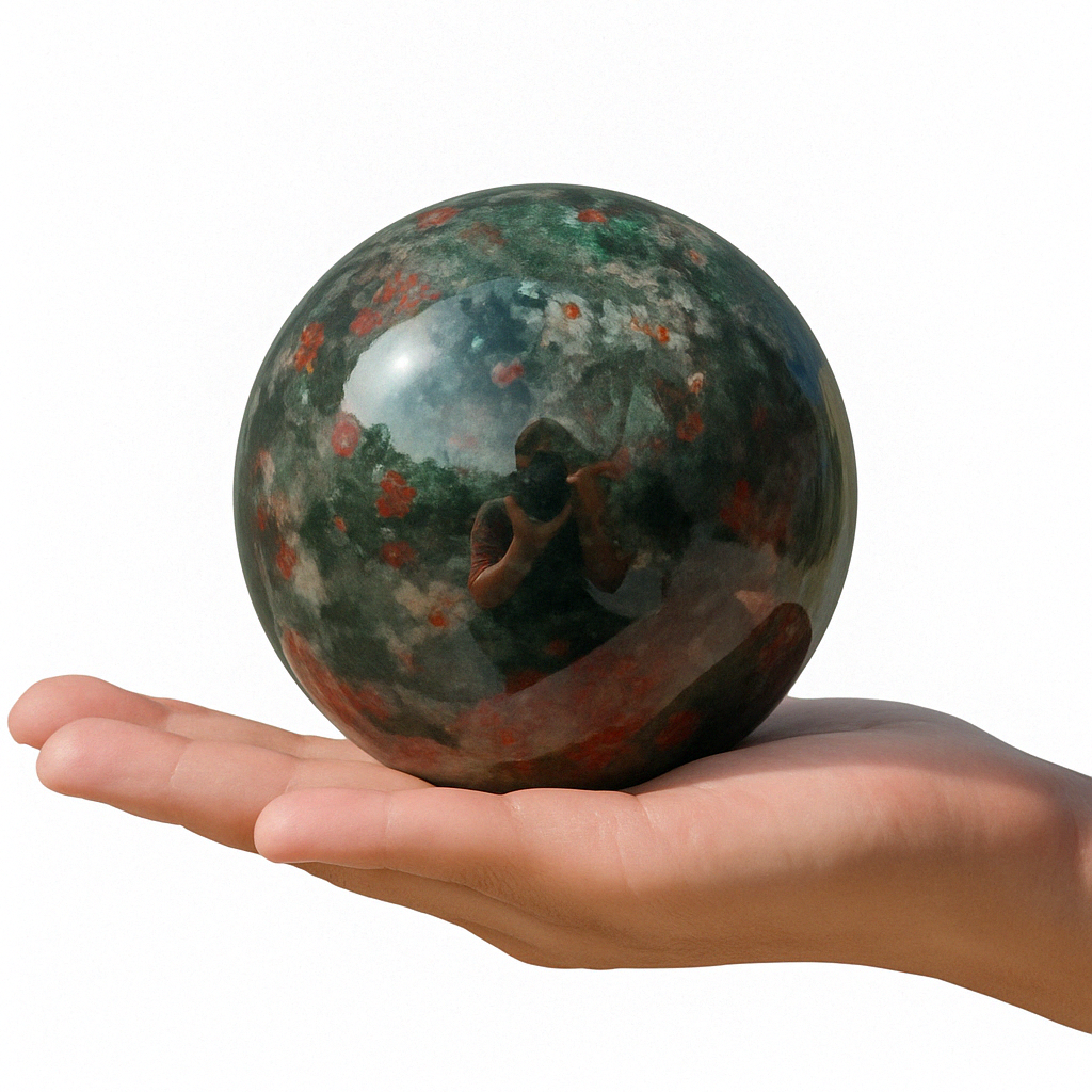 3-Inch African Bloodstone Crystal Ball – Natural Healing Sphere for Strength, Vitality, Protection, Meditation, and Energy Work