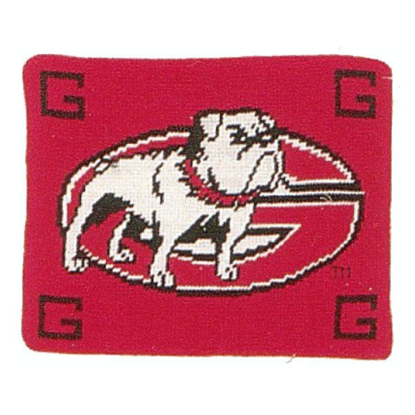 Handmade Wool Needlepoint Pillow Cover - Decorative Throw Cushion Cover - Vintage Floral Embroidery DesignG Bulldog