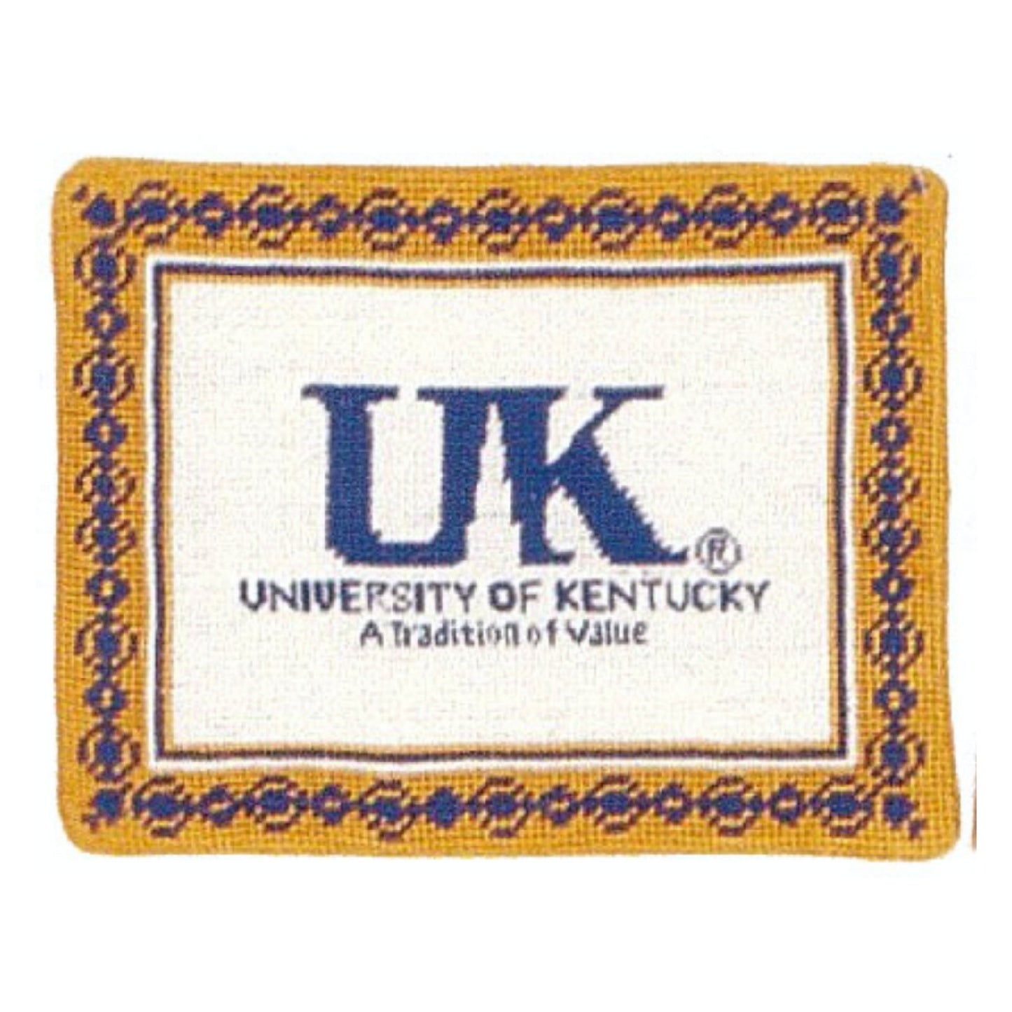 Handmade Wool Needlepoint Pillow Cover - Decorative Throw Cushion Cover - Vintage Floral Embroidery Design U of Kentucky