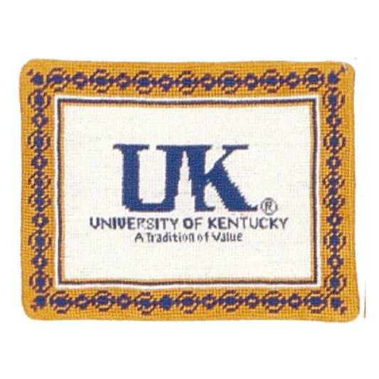 Handmade Wool Needlepoint Pillow Cover - Decorative Throw Cushion Cover - Vintage Floral Embroidery Design U of Kentucky