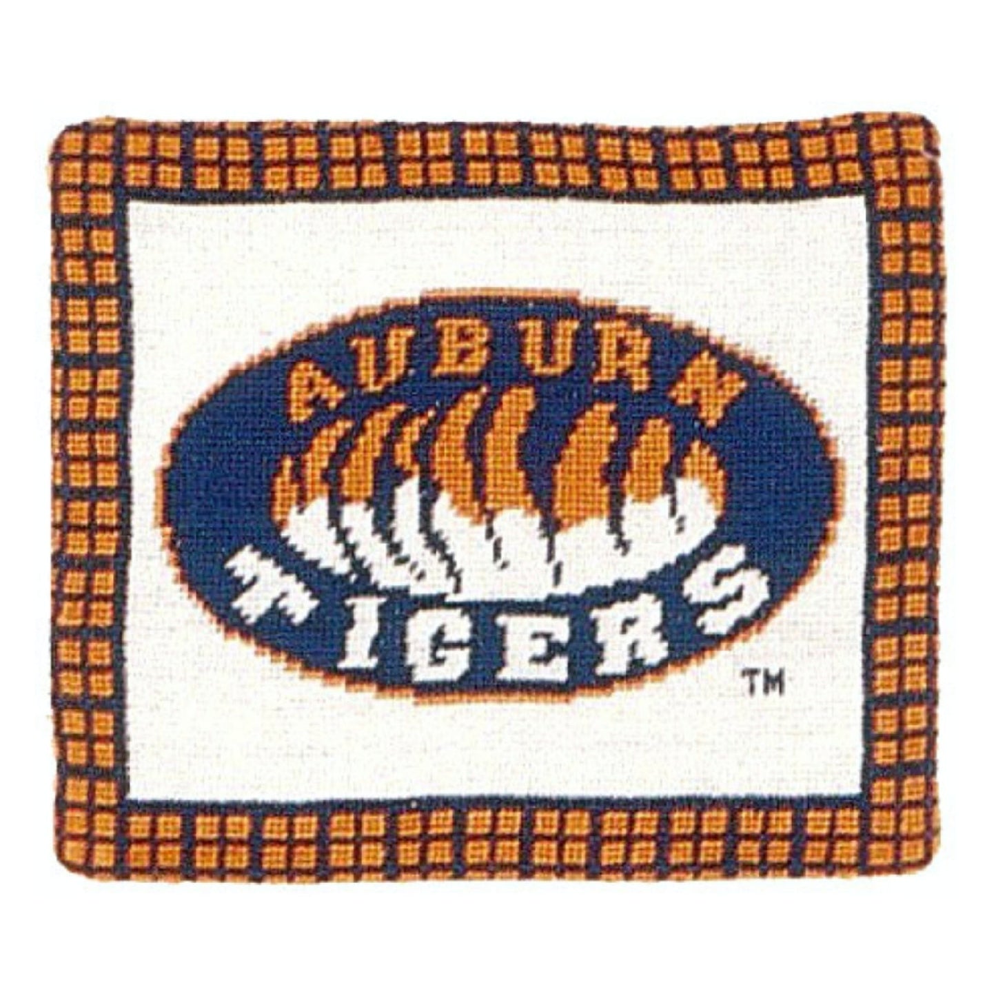 Handmade Wool Needlepoint Pillow Cover - Decorative Throw Cushion Cover - Vintage Floral Embroidery Design Auburn Tigers
