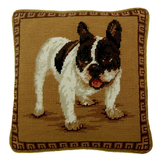 Handmade Wool Needlepoint Pillow Cover - Decorative Throw Cushion Cover - Vintage Floral Embroidery Design on Bulls eyes & nose rest grosspoint