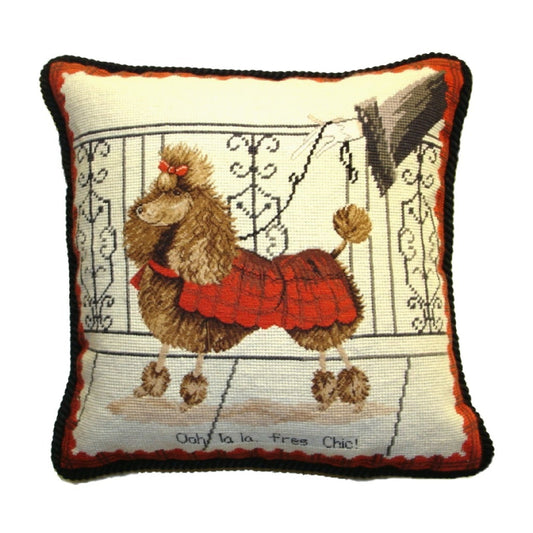 Handmade Wool Needlepoint Pillow Cover - Decorative Throw Cushion Cover - Vintage Floral Embroidery Design  with cording c