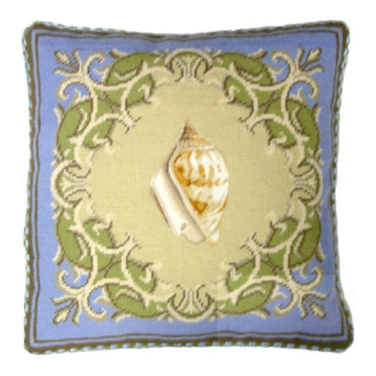 Handmade Wool Needlepoint Pillow Cover - Decorative Throw Cushion Cover - Vintage Floral Embroidery Design yellow shell with checker cording