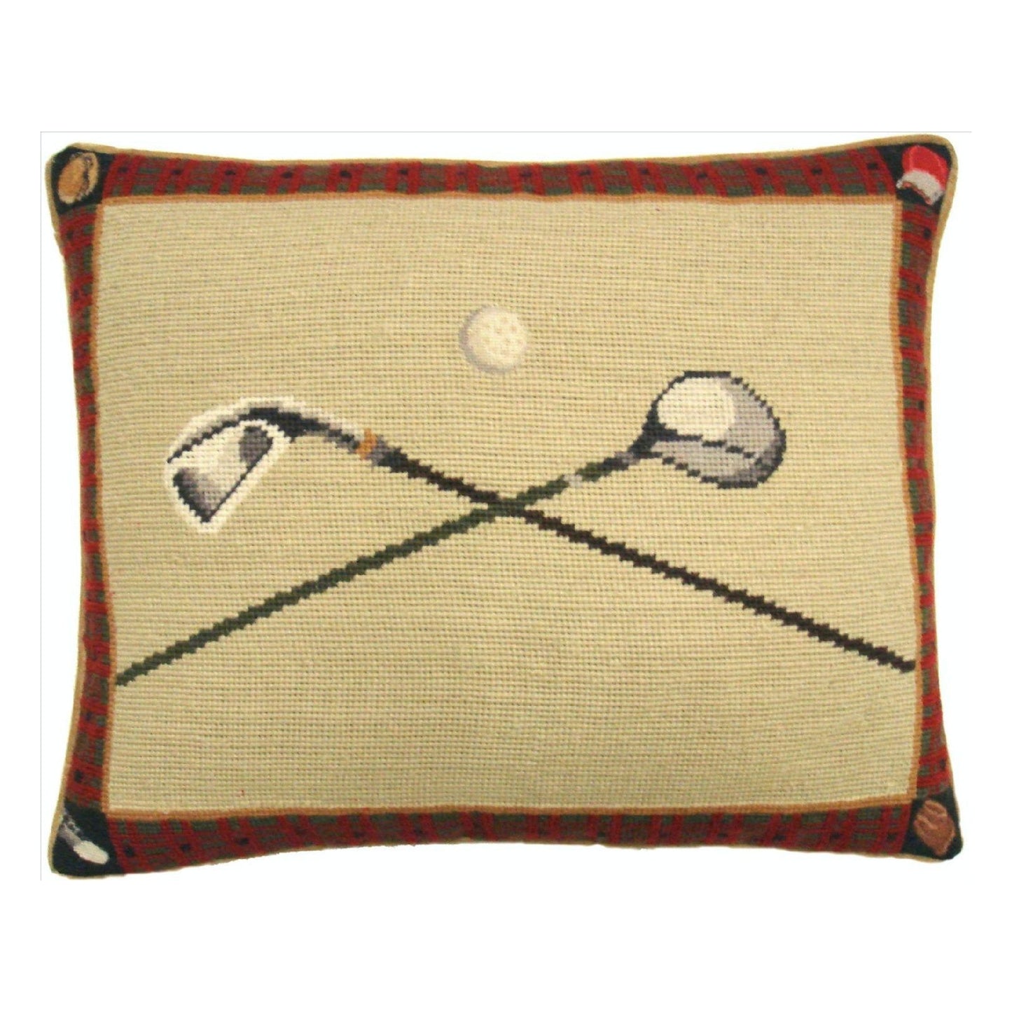 Handmade Wool Needlepoint Pillow Cover - Decorative Throw Cushion Cover - Vintage Floral Embroidery Design 4 corners grove, shoe  back