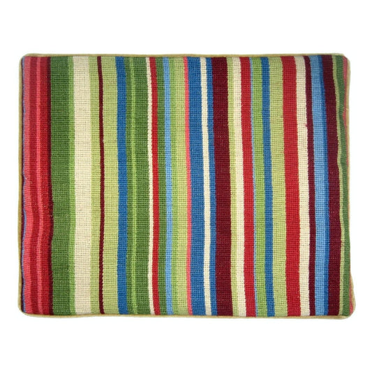 Handmade Wool Needlepoint Pillow Cover - Decorative Throw Cushion Cover - Vintage Floral Embroidery Design water fall in  green, red, sand, blue