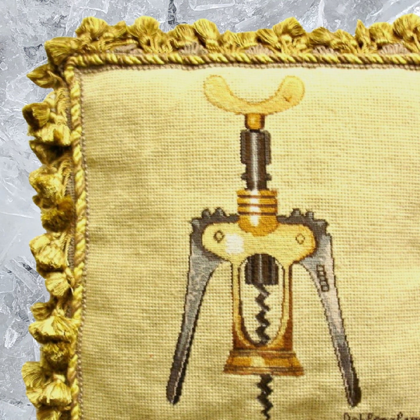 Handmade Wool Needlepoint Pillow Cover - Decorative Throw Cushion Cover - Vintage Floral Embroidery Design wine cork screwer with tassel 1