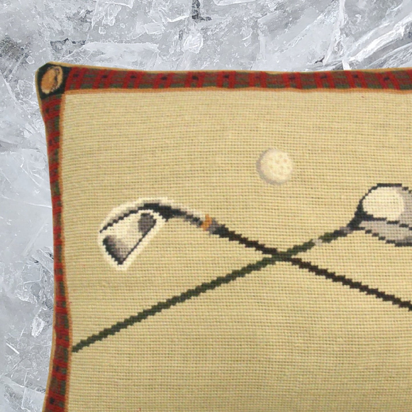 Handmade Wool Needlepoint Pillow Cover - Decorative Throw Cushion Cover - Vintage Floral Embroidery Design 4 corners grove, shoe  back