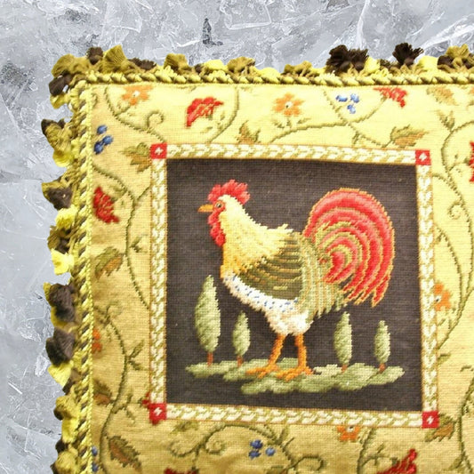 Handmade Wool Needlepoint Pillow Cover - Decorative Throw Cushion Cover - Vintage Floral Embroidery Design Sudi McCollums design II