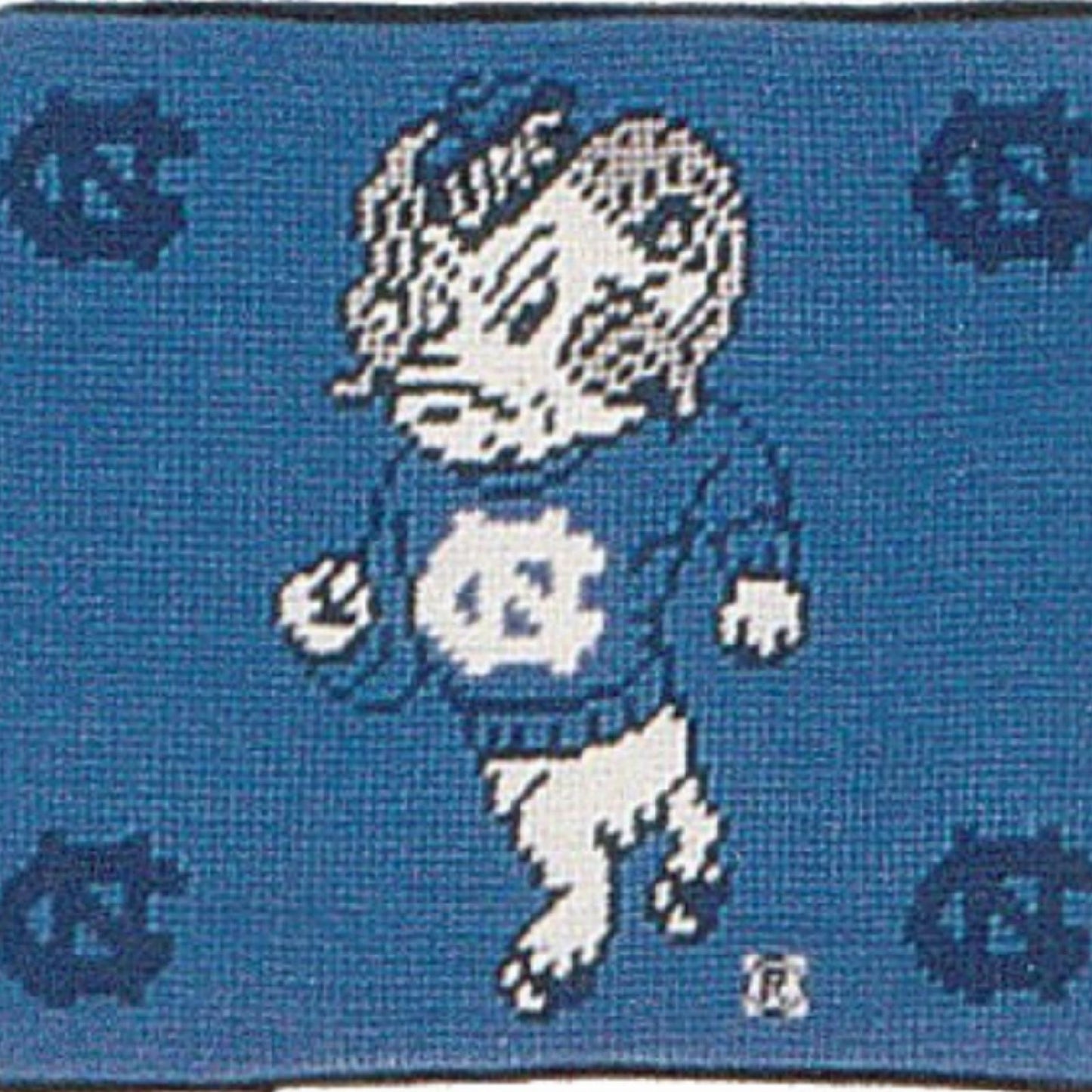 Handmade Wool Needlepoint Pillow Cover - Decorative Throw Cushion Cover - Vintage Floral Embroidery DesignU of NC Tar Heels